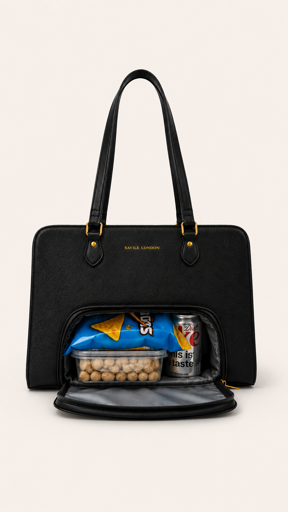 London Aesthetic Vegan Leather Ladies Tote Bag  With Insulated Compartment