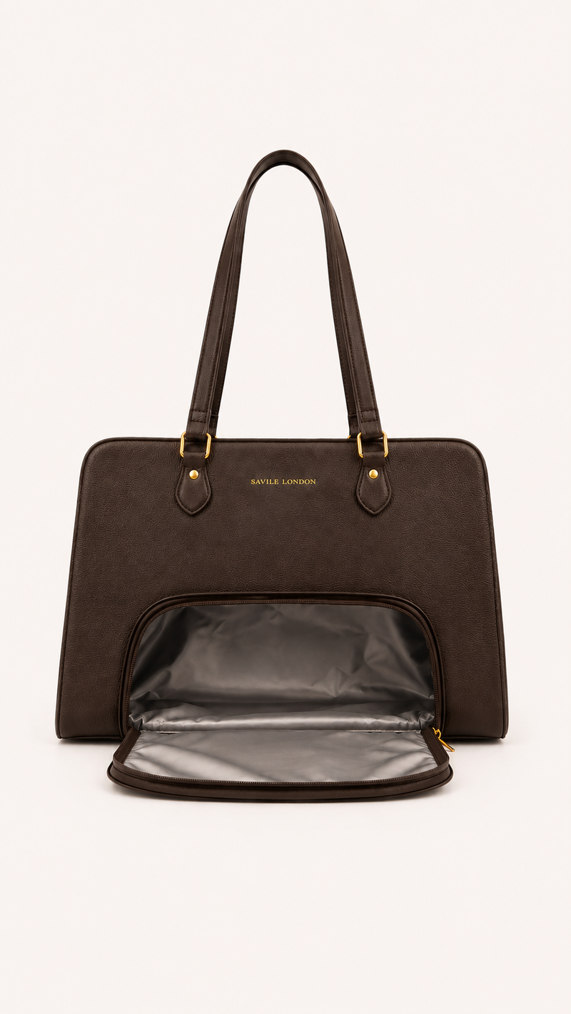 London Aesthetic Vegan Leather Tote Bag  With Insulated Compartment