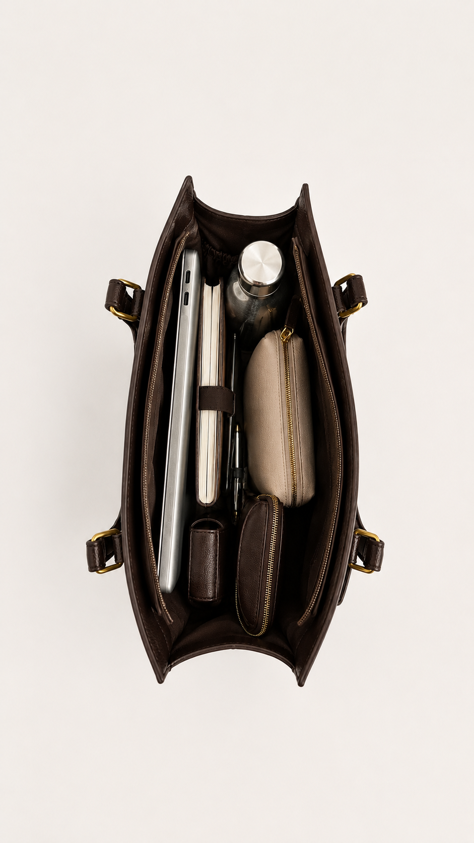 London Aesthetic Vegan Leather Tote Bag  With Insulated Compartment